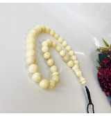 NEW White Natural Baltic Amber Rosary, Islamic Prayer Beads, 33 Beads 12mm