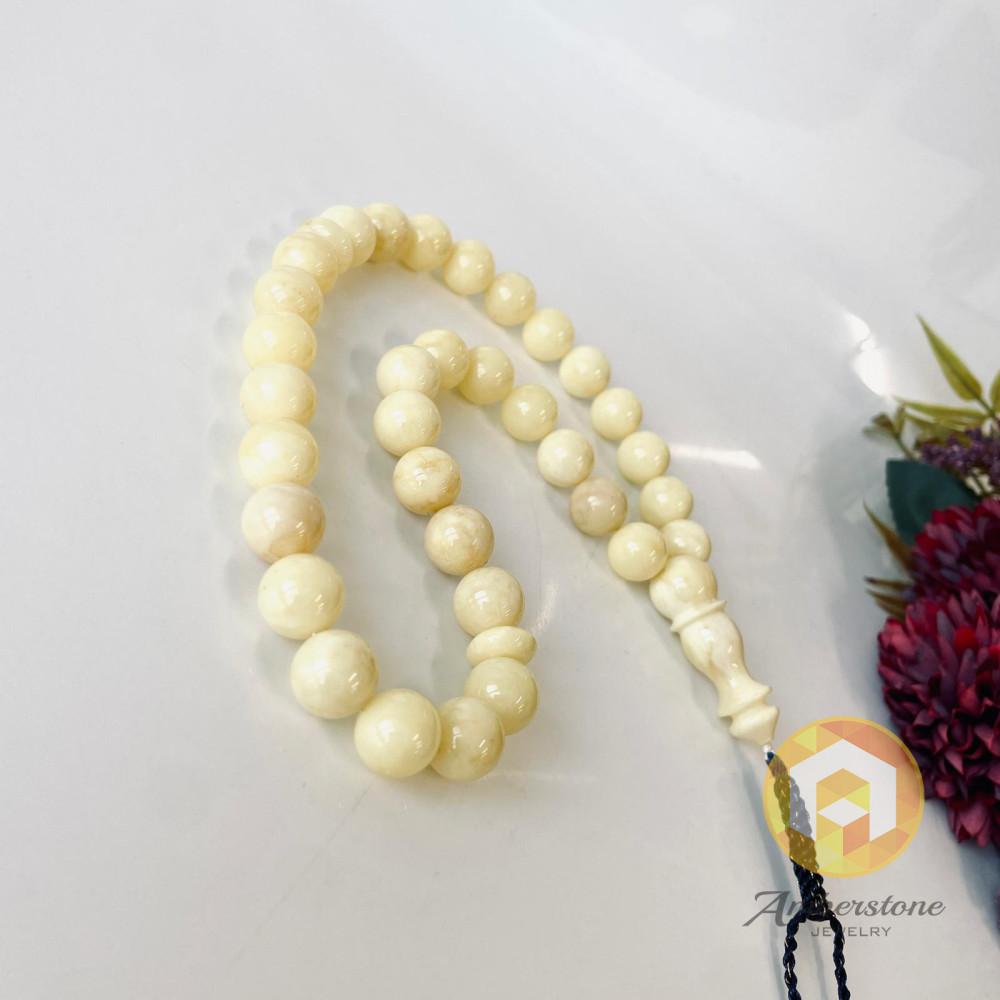 صلاة إسلامية عنبر النمر الطبيعي 45 خرزة، مسبحة عنبر البلطيق