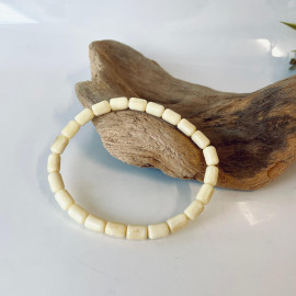 White Subtle Barrel Amber Beaded Bracelet, Natural Baltic Amber