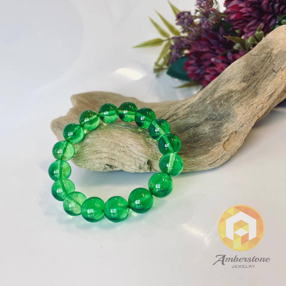 Simple Green Baltic Amber Bracelets