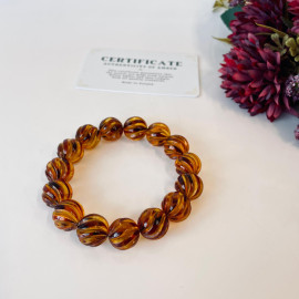 Hand-Polished Bracelet, Gold Cognac Amber, Genuine Baltic Amber