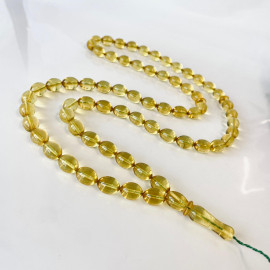 Islamic Prayer 66 Beads Made of Clear Yellow Baltic Amber, Olive Amber Beads
