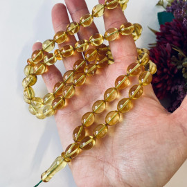 Islamic Prayer 66 Beads Made of Clear Yellow Baltic Amber, Olive Amber Beads