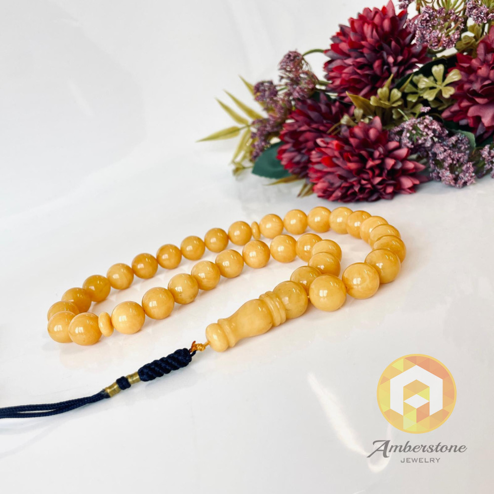 Islamic Prayer Beads, Butterscotch Natural Baltic Amber Beads for Dhikr