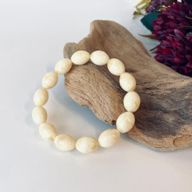 Bracelet made of White Baltic Amber, Oval Beaded Amber Bracelet