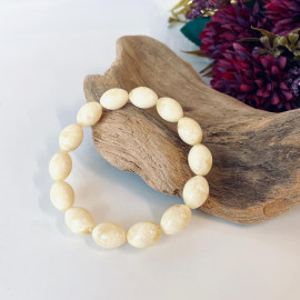 Bracelet made of White Baltic Amber, Oval Beaded Amber Bracelet