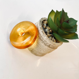 Premium Quality Genuine Baltic Amber Donut Pendant in Yellow Tiger