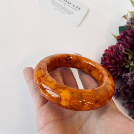 Vintage Bangle Amber Bracelet, Baltic Amber Bracelet, Handmade in Poland