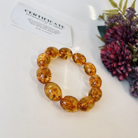 Gold Cognac Amber Stone, Genuine Baltic Amber, Handmade in Poland