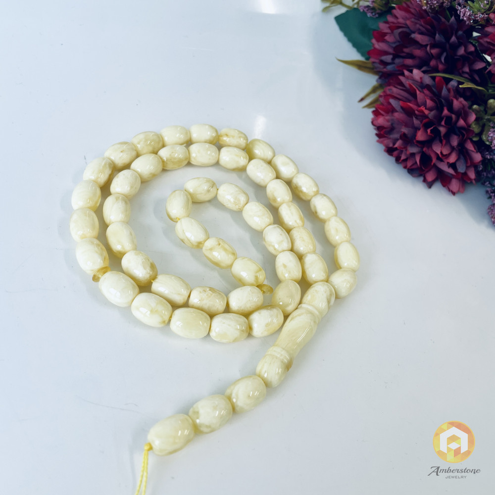 Olive Amber Beads, Natural Baltic Amber Islamic Prayer