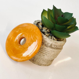 Premium Quality Genuine Baltic Amber Donut Pendant in Yellow Tiger