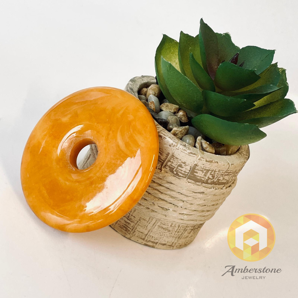 Pendant made of Amber, Butterscotch Natural Amber Donut