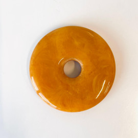 Premium Quality Genuine Baltic Amber Donut Pendant in Yellow Tiger