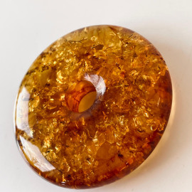 Pendant made of Amber, Cognac Amber Donut, Natural Baltic Amber