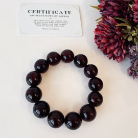 Natural Baltic Amber Cherry Bracelet, 17 mm Beads, Authentic Amber from Poland