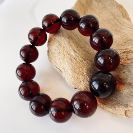 Natural Baltic Amber Cherry Bracelet, 17 mm Beads, Authentic Amber from Poland