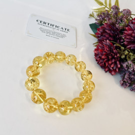 Natural Baltic Amber Light Cognac Bracelet, 17 mm Handmade Beads, Authentic Amber from Poland