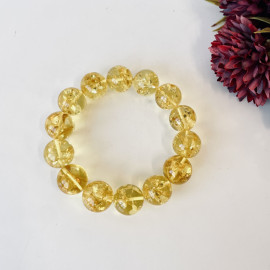Natural Baltic Amber Light Cognac Bracelet, 17 mm Handmade Beads, Authentic Amber from Poland