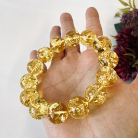 Natural Baltic Amber Light Cognac Bracelet, 17 mm Handmade Beads, Authentic Amber from Poland