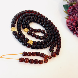 Yellow Natural Amber Mala Buddhist Prayer beads 5mm