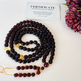 Yellow Natural Amber Mala Buddhist Prayer beads 5mm