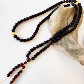 Yellow Natural Amber Mala Buddhist Prayer beads 5mm