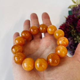 Bracelet Made Of Orange Natural Baltic Amber, Genuine Baltic Amber Beaded Bracelet