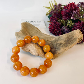 Bracelet Made Of Orange Natural Baltic Amber, Genuine Baltic Amber Beaded Bracelet