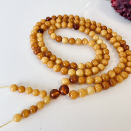 خرز مالا من كهرمان البلطيق كونياك: مسبحة بوذية رائعة للتأمل، مع فواصل الكرز