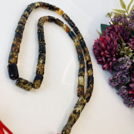 Green Natural Amber Islamic Prayer beads 12*14mm
