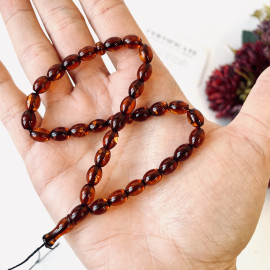 Small Amber Rosary, Cherry Baltic Amber Misbaha For Dhikr and Daily Prayer