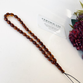 Small Amber Rosary, Cherry Baltic Amber Misbaha For Dhikr and Daily Prayer