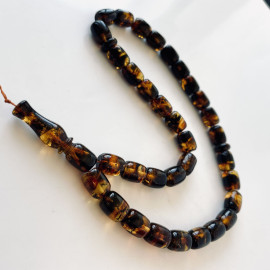 Green and Black Natural Amber Islamic Prayer Beads