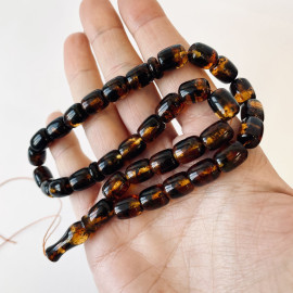 Green Natural Amber Islamic Prayer beads 12*14mm