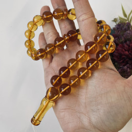 Natural Baltic Amber Misbaha, Cognac Amber Rosary, Tea Color Beads