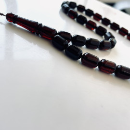 Cherry Natural Baltic Amber Misbaha, Amber Rosary, Barrel Beads