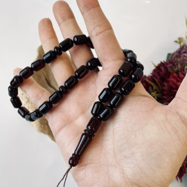 Cherry Natural Baltic Amber Misbaha, Amber Rosary, Barrel Beads