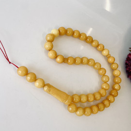 Butterscotch Misbaha Rosary, 39 Baltic Amber Islamic Worry Beads, Butterscotch Islamic Rosary