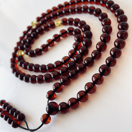 Yellow Natural Amber Mala Buddhist Prayer beads 5mm