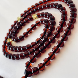 Yellow Natural Amber Mala Buddhist Prayer beads 5mm