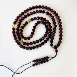 Buddhist Prayer with Small Natural Amber Beads, Baltic Amber Mala