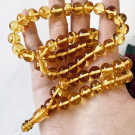 Yellow Amber Misbaha Rosary 66 Baltic Amber Beads, Irregular Shape Amber Beads