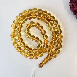 Yellow Amber Misbaha Rosary 66 Baltic Amber Beads, Irregular Shape Amber Beads