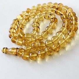 Yellow Amber Misbaha Rosary 66 Baltic Amber Beads, Irregular Shape Amber Beads