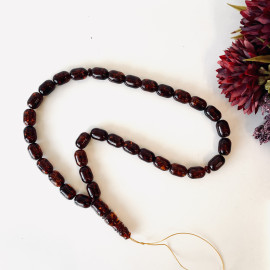 Red Cognac / Deep Tea with Shell Baltic Amber Prayer Beads