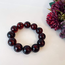 Natural Baltic Amber Cherry Bracelet, 17 mm Beads, Handmade from Poland