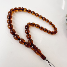 Orange Amber Misbaha Rosary 33 Baltic Amber Olive Beads 33 Worry Beads