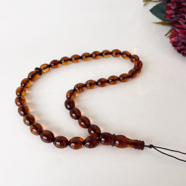 Orange Amber Misbaha Rosary 33 Baltic Amber Olive Beads 33 Worry Beads