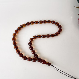 Orange Amber Misbaha Rosary 33 Baltic Amber Olive Beads 33 Worry Beads