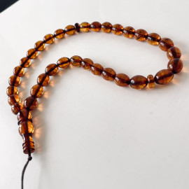 Orange Amber Misbaha Rosary 33 Baltic Amber Olive Beads 33 Worry Beads